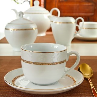سرویس چینی 17 پارچه چای خوری هدیه طلایی چینی زرین